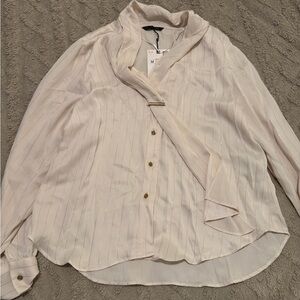 Zara Cream Button-Up Blouse